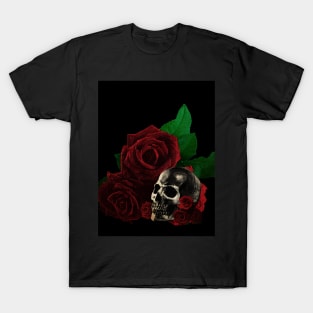 Human anatomy and roses: skull T-Shirt